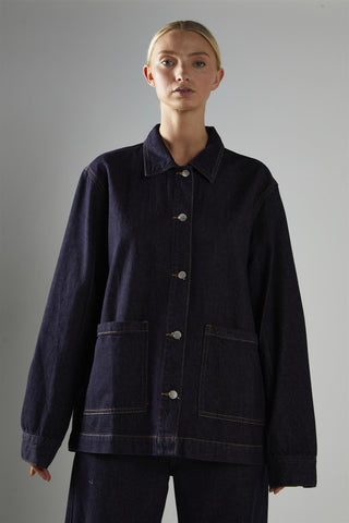 Dark-Indigo Boxy Denim-Jacket