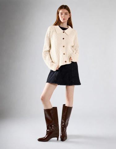 Cream Collared Cardigan