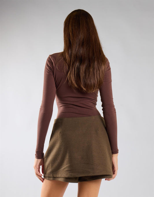 Deep Khaki Pocket Detail Mini Skort