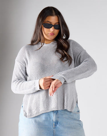 Glamorous Curve Grey Marl Knitwear Jumper