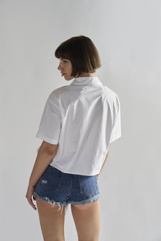 Mid-Stonewash Ripped Denim Shorts