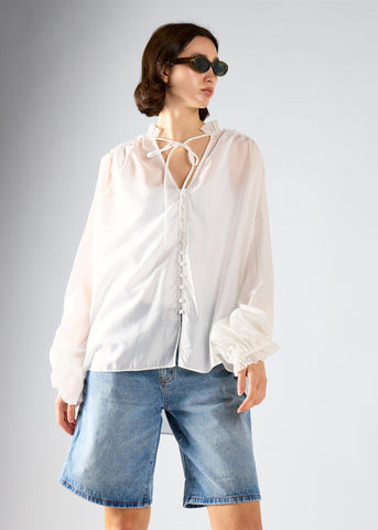 White Tie Chiffon Blouse