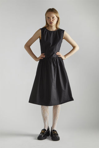 Black A-Line Skater Midi-Dress