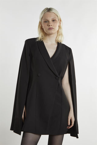 Black Blazer-Cape Mini-Dress