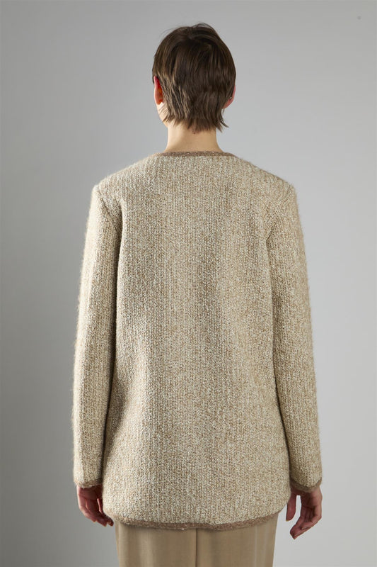 On-Trend Elegant Tweed Blazer in Stone Multi