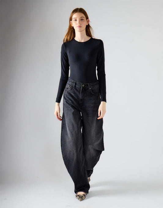 Washed Black Balloon Jeans