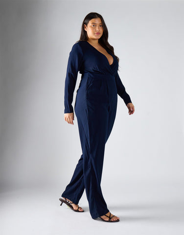 Glamorous Curve Navy Jumpsuit