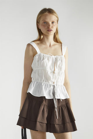 White Square-Neck Sleeveless-Top