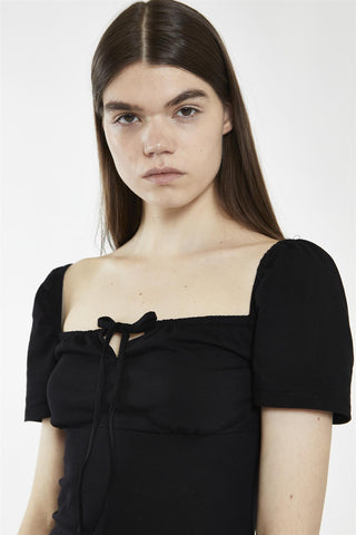 Tie Front Mini Dress - Black