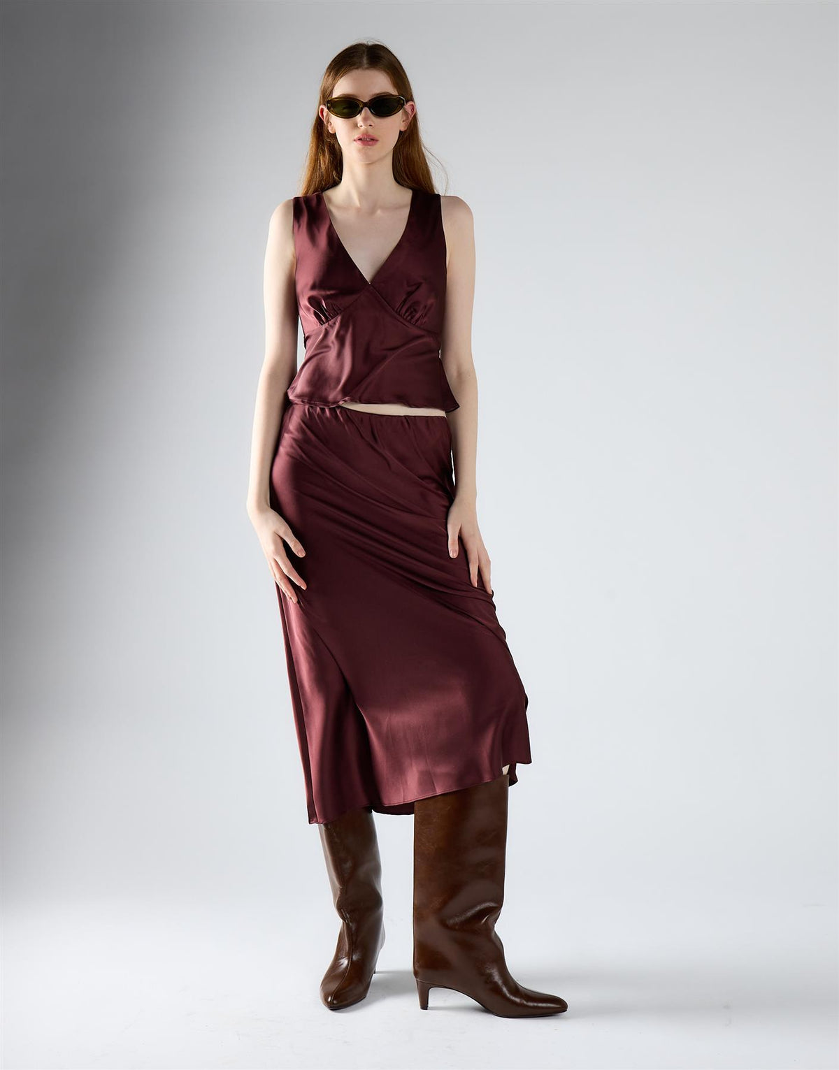Oxblood Midi Skirt