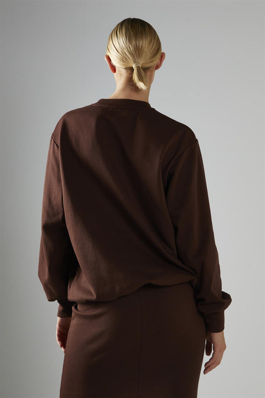 Deep-Brown Pullover Long Sleeve-Top
