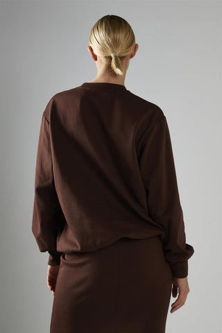 Deep-Brown Pullover Long Sleeve-Top