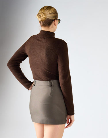 Khaki Flap-Pocket Mini Skirt