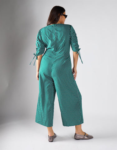 Glamorous Curve Green Lilac Spot Jumpsuit