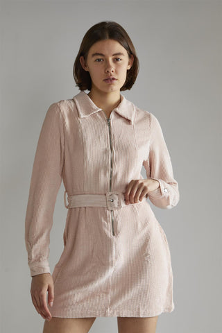 Light Pink Cord Long Sleeve Mini Dress