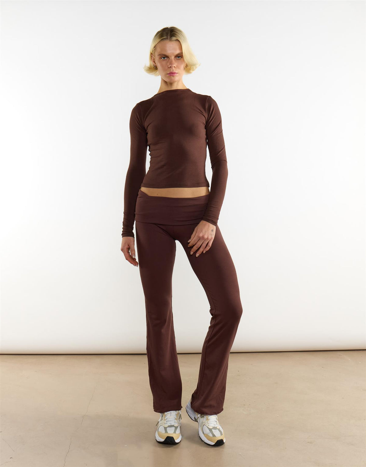 Long Sleeves Tops - Coffee