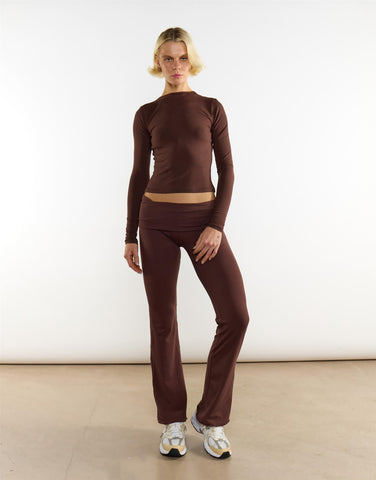 Long Sleeves Tops - Coffee