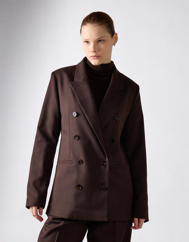 Deepest Brown Button Detail Blazer