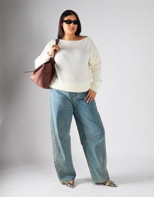 Glamorous Curve Cream Knitwear Jumper