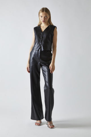 Black-PU Classic Waistcoat