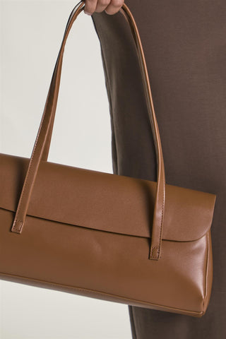 Tan Elongated Shoulder-Bag