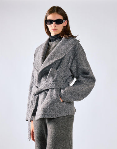 Charcoal Belted Wrap Jacket