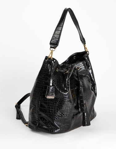 Black Drawstring Hobo Bag