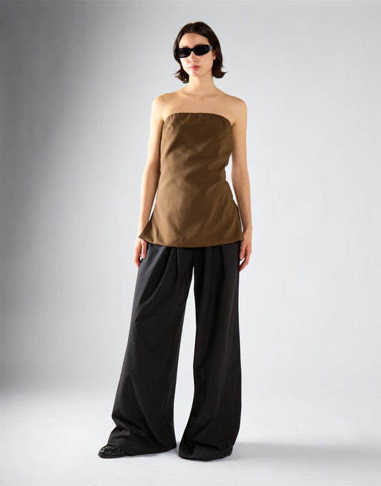 Dark Brown Longline Bandeau Top
