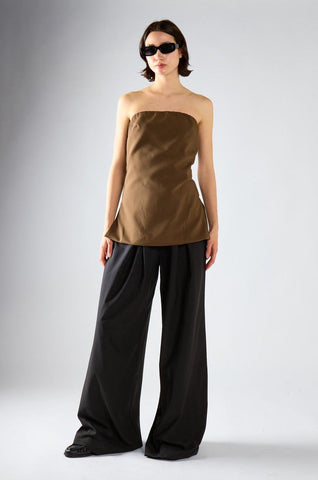 Dark Brown Longline Bandeau Top