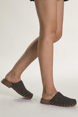 Chocolate Studded Mule-Clogs