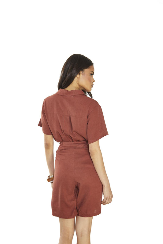 Umber Long High-Waisted-Shorts