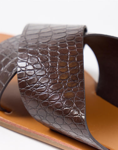 Brown Croc Open Toe Sandals