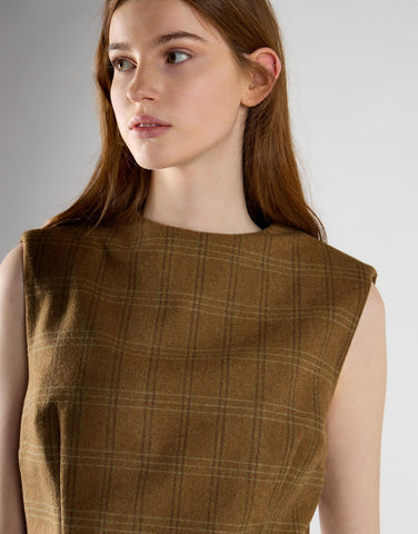 Sepia Check Tailored Fit Mini Dress