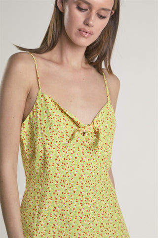 Yellow-Multi-Ditsy Sleeveless Mini-Dress