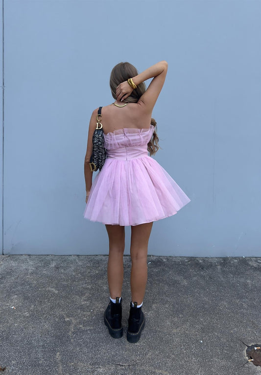 Liliana Bandeau Mini Dress -Pretty Pink