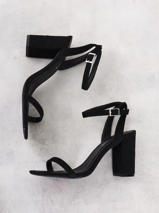 Black-Micro Thin-Strap High-Heels