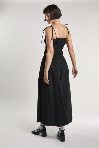 Black Pleated Strappy Dress