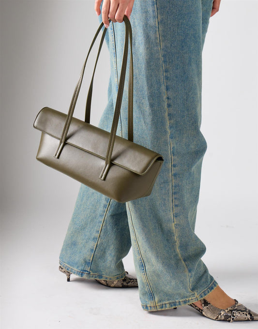 Rectangle Flap Shoulder Bag - Olive