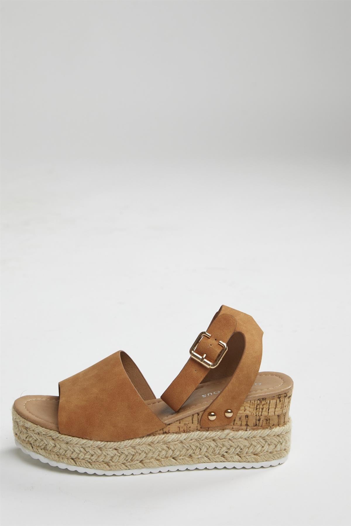 Tan Nubuck Espadrille Sandals