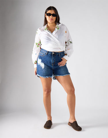 Glamorous Curve White Floral Blouse