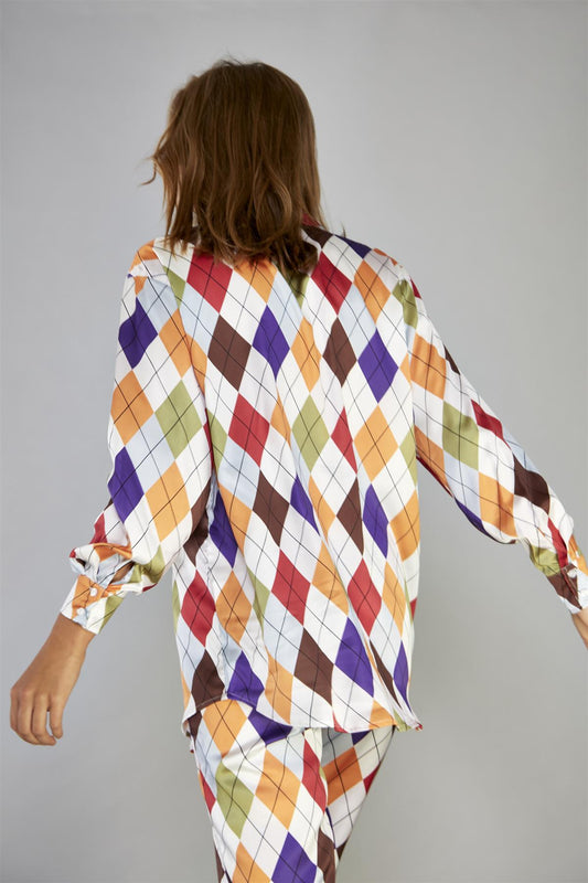 Multi Diamond Button-Up Shirt