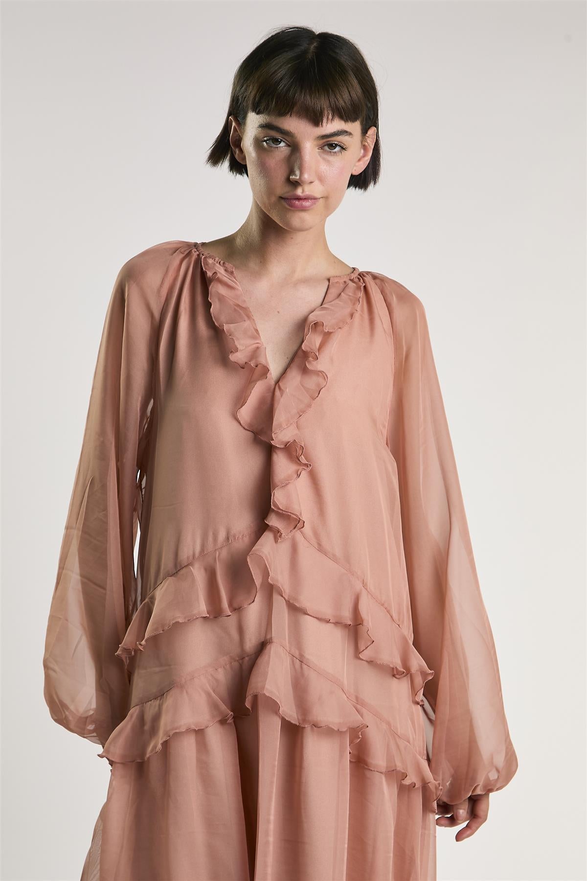 Light Copper Boho Midi Dress