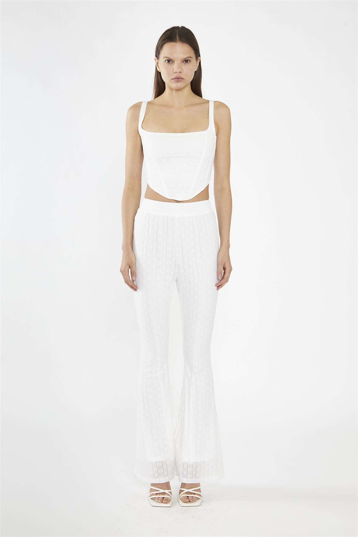 Off-White Lace High Waisted Flared Trousers