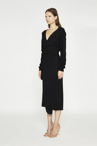 Glamorous Women's Black Tie-Waist Knitted Midi-Dress