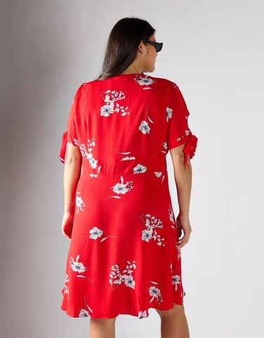 Glamorous Curve Red Floral Print Midi Dress