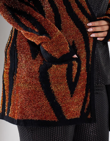 Glamorous Curve Tiger Lurex Regular Cardigan
