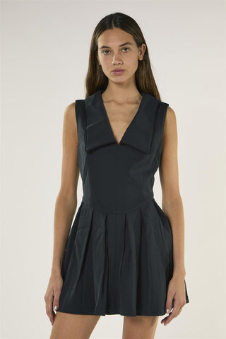 Dark Navy V Neck Sleeveless Dress