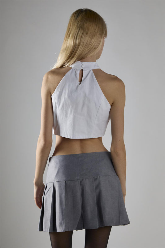 White Halter-Neck Crop-Top