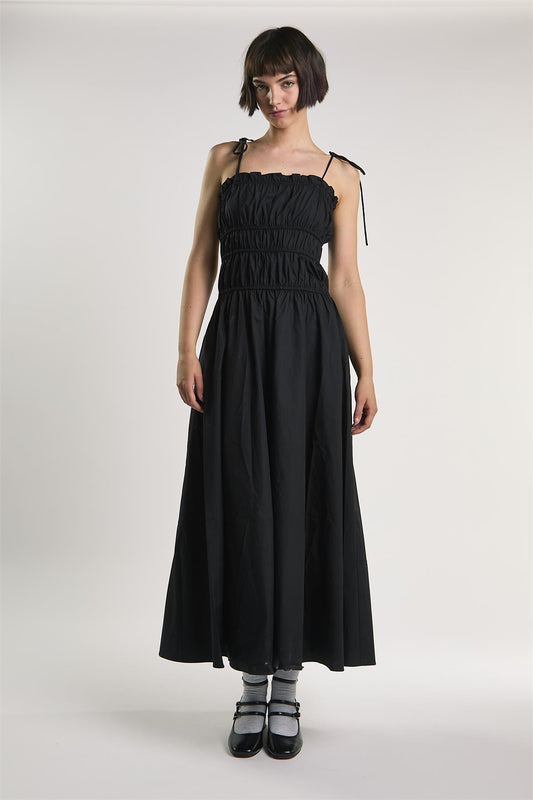 Black Pleated Strappy Dress