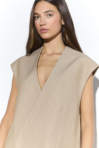 Sand Sleeveless Blazer